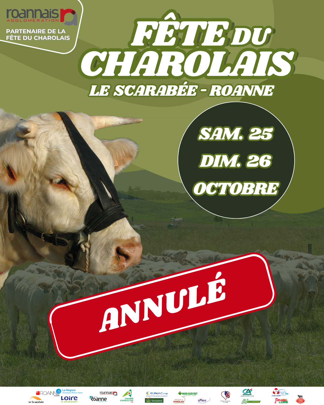 Affiche fête du charolais annulé